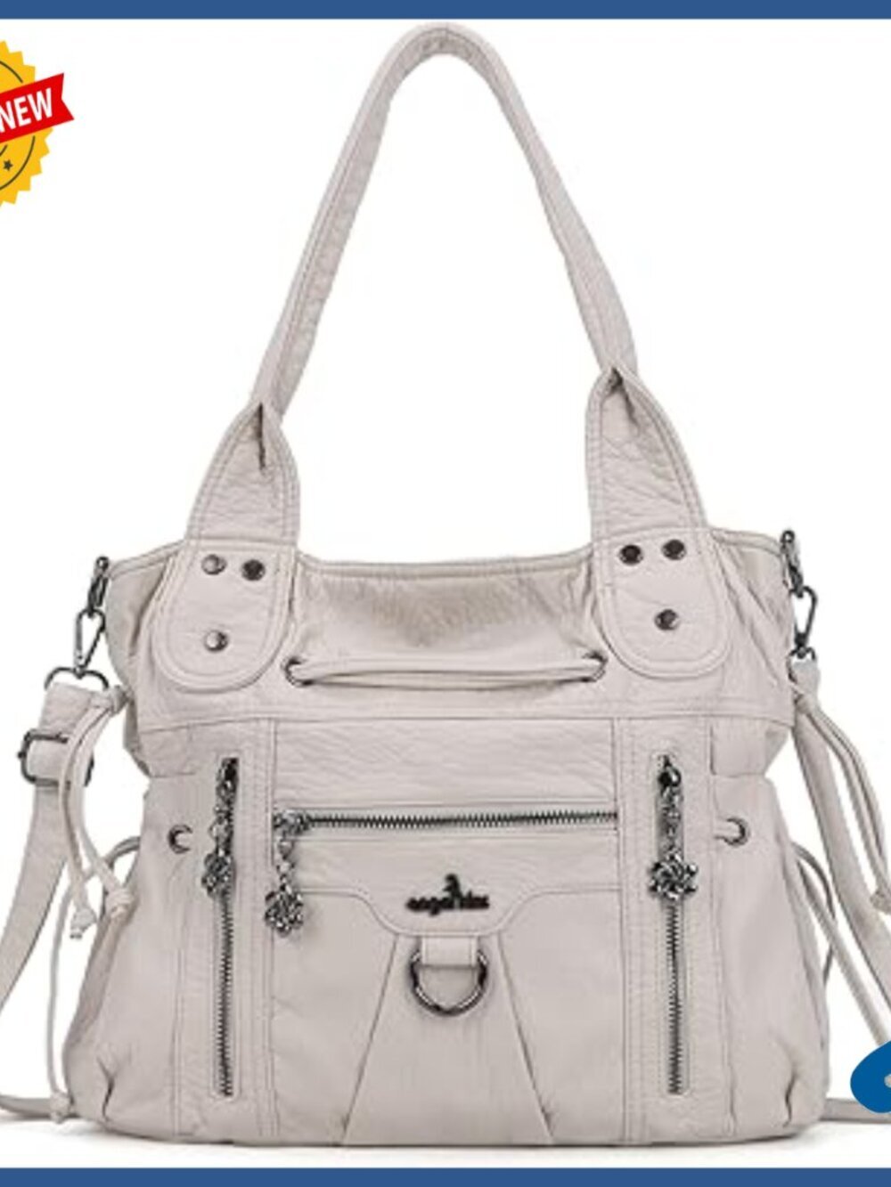 Large Vegan Leather Hobo Shoulder Bag with Crossbody Strap